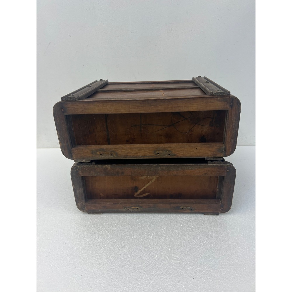 Vintage Wood Singer Sewing Machine Drawers w Brackets Wood Set of 2 Antique Pair - Picture 4 of 12